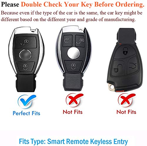 SANRILY 1Pcs Key Fob Cover for Mercedes-Benz A B S M Class AMG W176 W246 for Benz 2-Button Keyless Remote Keychain Holder ABS Protective Shell Soft Silicone Case Black