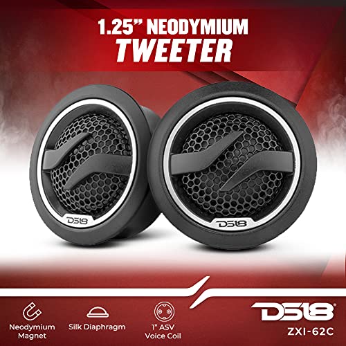 DS18 ZXI-62C 6.5" 2- Way Car Audio Component Speaker System with Kevlar Cone - 240 Watts 4-Ohm - Set of Woofer, Crossover & Tweeter