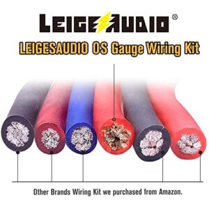 LEIGESAUDIO 0 Gauge Amp Wiring Kit Complete 0 AWG Amplifier Installation Wiring Kit - Car Subwoofer Wiring Kit Helps You Make Connections and Brings Power to Your Radio, Subwoofer and Speakers