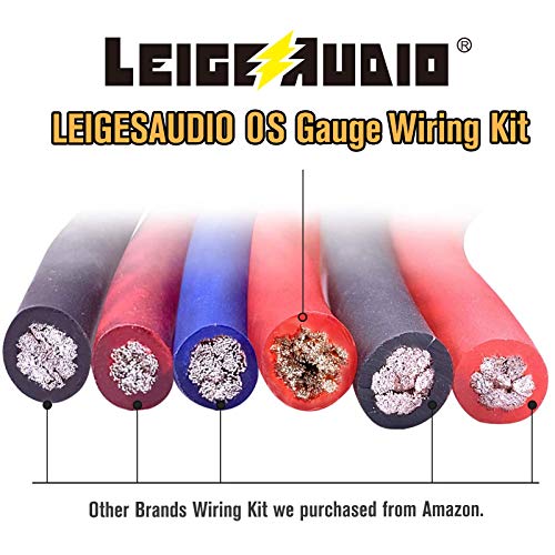 LEIGESAUDIO 0 Gauge Amp Wiring Kit Complete 0 AWG Amplifier Installation Wiring Kit - Car Subwoofer Wiring Kit Helps You Make Connections and Brings Power to Your Radio, Subwoofer and Speakers