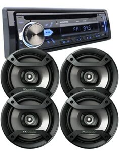 package 2 pairs of pioneer ts-f1634r 6.5″ peak 200w 2-way speakers + audiotek at-980bt am/fm/mp3 playable w/ bluetooth/usb/aux/sd/cd car stereo receiver