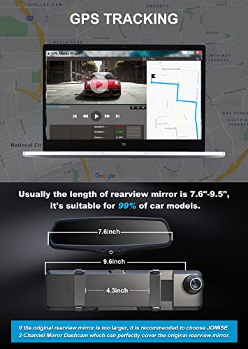 JOMISE 2.5K Mirror Dash Cam for Cars, G810 11" Touch Screen Front and Rear Dual Lens Dash Camera, Enhanced Night Vision with Starvis Sensor, GPS, G-Sensor, Parking Assistance, Loop Recording