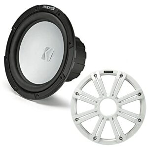 kicker 45kmf104 10″ weather-proof subwoofer for freeair applications 4 ohm 45kmg10w 10″ led grille (white)