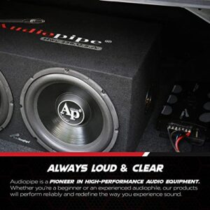 Audiopipe APSB-1299PP Dual 12 Inch Car Audio Subwoofer Speakers and Sealed Enclosure, 2 Channel 500 Watt Amplifier, and Wire Installation Kit