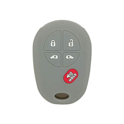 SEGADEN Silicone Cover Protector Case Holder Skin Jacket Compatible with TOYOTA Sienna 4+1 Button 5 Buttons Remote Key Fob CV4423 Gray