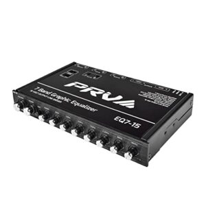 prv audio eq7-15 7 band graphic equalizer 15 volt rca line-level output with fader and subwoofer level control for car audio