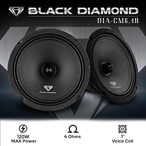 2 x Black Diamond Car Audio 6.5" Mid-Range Bullet Speakers 240W 4 Ohm Dia-CM6.4B