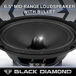 2 x Black Diamond Car Audio 6.5" Mid-Range Bullet Speakers 240W 4 Ohm Dia-CM6.4B