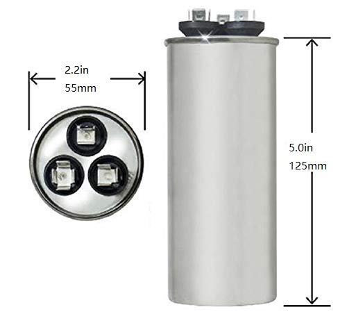 BlueNatHxRPR 60 + 7.5 uF MFD CBB65 Capacitor Air Conditioner Capacitor Round Aluminum Dural Motor Run Capacitor Withstand 450V AC