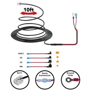 Radar Detector 10ft Hardwire Kit for Escort Valentine One Uniden Beltronics | 4 Sizes of Tap a Fuse included | Quick Connection Plug and Play