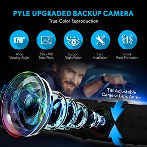 Pyle License Plate Rear View Camera - Built-in Distance Scale Lines Backup Parking/Reverse Assist Waterproof Adjustable Slim Bar Cam w/ 420 TVL Resolution & RCA Output Zinc Black Chrome PLCM18BC