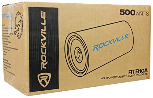 Rockville RTB10A 10" 500w Powered Subwoofer Bass Tube+Bass Remote + Amp Kit