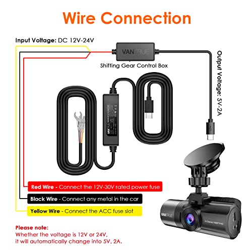 Vantrue X4S Duo Dash Cam+Harewire Kit+GPS Mount