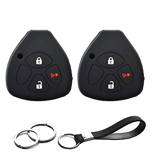 2pcs Compatible with Toyota Remote Head 3 Buttons GQ4-29T Black Silicone FOB Key Case Cover Protector Keyless Remote Holder for 2006-2018 Toyota 4Runner Corolla Matrix RAV4 Venza Yaris, Scion iQ tC xB