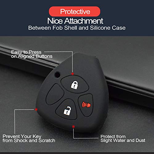 2pcs Compatible with Toyota Remote Head 3 Buttons GQ4-29T Black Silicone FOB Key Case Cover Protector Keyless Remote Holder for 2006-2018 Toyota 4Runner Corolla Matrix RAV4 Venza Yaris, Scion iQ tC xB