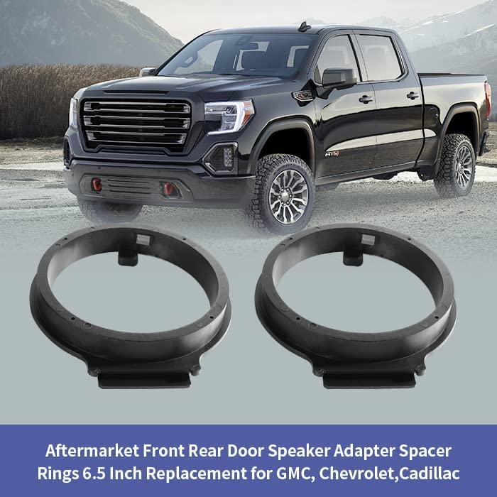 NuIth Aftermarket Front & Rear Door Speaker Adapter Spacer Ring for GM GMC 2006-2019, Chevy 2006-2021, Cadillac 2007-2014 Vehicles 6.5 Inch Speaker Bracket Installation 2 Pack