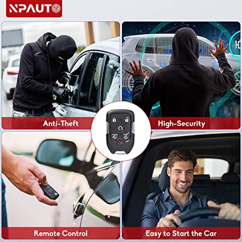 NPAUTO Key Fob Replacement for Chevy Suburban Tahoe GMC Yukon/Yukon XL 2015 2016 2017 2018 2019 2020 - Keyless Entry Remote Control Start Self-prgrammed Key Fobs (HYQ1AA, 6 Button, Chip Included)