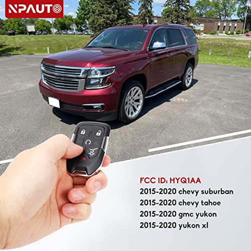 NPAUTO Key Fob Replacement for Chevy Suburban Tahoe GMC Yukon/Yukon XL 2015 2016 2017 2018 2019 2020 - Keyless Entry Remote Control Start Self-prgrammed Key Fobs (HYQ1AA, 6 Button, Chip Included)