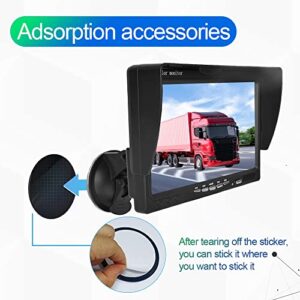 Hikity 7 inch Vehicle Backup Camera Monitor only, Quad Split HD LCD Display Screen, Car Monitor for SUV Van RV Truck, V1/V2/V3/V4 Video Input, 9V/36V + Headrest Mounting Bracket & Dash Stand