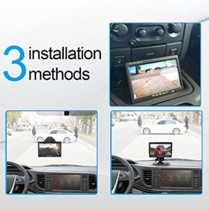 Hikity 7 inch Vehicle Backup Camera Monitor only, Quad Split HD LCD Display Screen, Car Monitor for SUV Van RV Truck, V1/V2/V3/V4 Video Input, 9V/36V + Headrest Mounting Bracket & Dash Stand