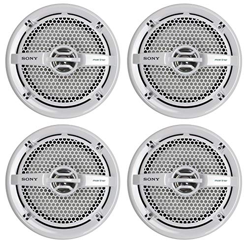 Sony XS-MP1611 6.5 Inch 280 Watt 4 Ohm Dual Cone Weatherproof Marine Audio Stereo Speakers with Polypropylene Woofer Cone, White, 2 Pairs