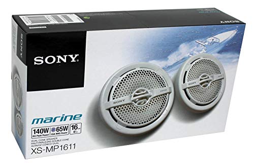 Sony XS-MP1611 6.5 Inch 280 Watt 4 Ohm Dual Cone Weatherproof Marine Audio Stereo Speakers with Polypropylene Woofer Cone, White, 2 Pairs