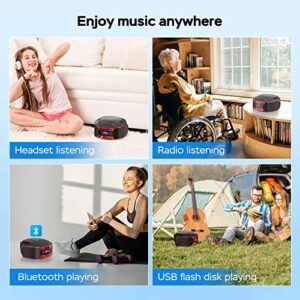 Kuephom CD Player Boombox:Bluetooth CD Player with Speakers Stereo,Radio CD Players for Home with USB and AUX,Portable Enabled with Batteries,FM Manual Tuning LCD Display with Backlight.