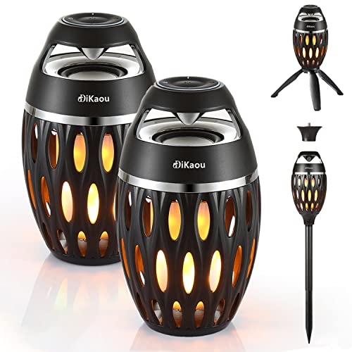 DiKaou 2 Packs Outdoor Bluetooth Speakers, Gifts for Men, Torch Lantern Waterproof Wireless Speakers, BT5.0, Gadgets Christmas Birthdays Gifts for Dad Mom Women, Garden Patio Decro, Tripod & Stake