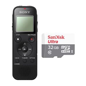sony icd-px470 stereo digital voice recorder with built-in usb voice recorder and 16gb class 10 micro sdhc card bundle (2 items)