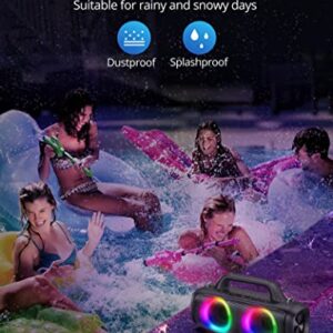 Uoudio 80W Bluetooth Speakers, IP67 Waterproof Wireless Speakers with RGB Lights, Rich Bass, 360° Stereo Sound, Built-in Mic Port, 12H Playtime, Portable Outdoor Speakers for Party Travel Beach