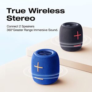 Portable Bluetooth Speaker with IPX7 Waterproof 360°Big Sound Deep Bass Wireless Speaker Bluetooth 5.0 12H Playback Small Bluetooth Speaker Black for Home,Beach,Shower,Party