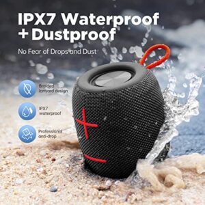 Portable Bluetooth Speaker with IPX7 Waterproof 360°Big Sound Deep Bass Wireless Speaker Bluetooth 5.0 12H Playback Small Bluetooth Speaker Black for Home,Beach,Shower,Party