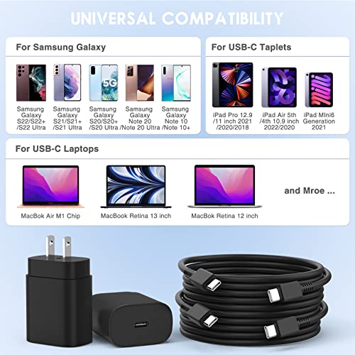 2Pack for Samsung Type C Charger Fast Charging, 25W USB C Wall Charger Fast Charging with USB C Cable 10 ft Android for Samsung Galaxy S23 Ultra/S23+/S22+/S10+/S9/S8/Note 10 Plus/Note 20