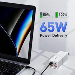 USB C Charger, LDNIO 65W GaN Desktop Charger, 5-in-1 USB C Charging Station with AC Outlet Extender, Surge Protector Power Strip for MacBook Pro/Air, Laptops, iPad, iPhone, Samsung Multiple Devices