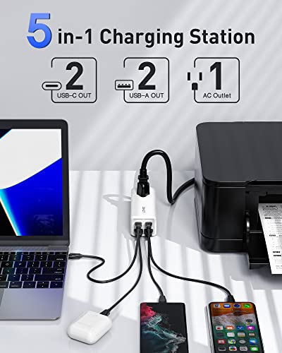 USB C Charger, LDNIO 65W GaN Desktop Charger, 5-in-1 USB C Charging Station with AC Outlet Extender, Surge Protector Power Strip for MacBook Pro/Air, Laptops, iPad, iPhone, Samsung Multiple Devices