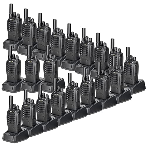 Retevis H-777 2 Way Radios Walkie Talkies Long Range, Rechargeable Two Way Radios, Hand Free Adults Walkie Talkies with Charging Base(Black, 20 Pack)