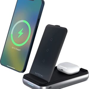 Satechi Duo Wireless Charger Stand & 10000 mah Power Bank – Portable Charger Power Bank – 3 in 1 Wireless Charging Stand – For iPhones 14/13/12/11/X/8, AirPods Pro & AirPods Gen 3/2, M2/M1 iPad & more