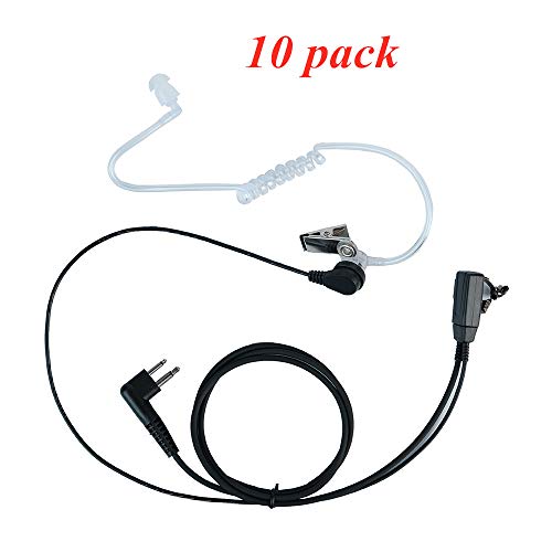 Klykon 2 Pin Covert Acoustic Tube Earpiece Headset with Mic PTT for Motorola cls1110 cp200 cls1410 cp185 cp200d rdm2070d walkie Talkie 2 Way Radio(10 Packs)