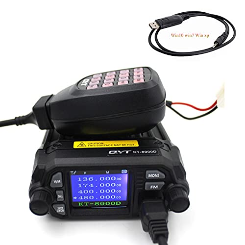 QYT KT-8900D Upgrade Version of KT-8900 Dual Band Mini Car Radio Mobile Transceiver VHF UHF Two Way Radio+USB Programming Cable