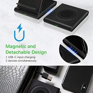 Wireless Charger, Fast Wireless Charging Stand, 2-in-1 Wireless Charging Station Dock for iPhone 14/13/12/11/Pro/Max/X/Xs/XR/AirPods2, Samsung Galaxy Note/Watch/Buds