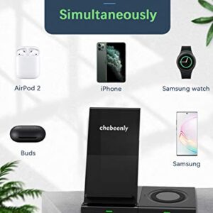 Wireless Charger, Fast Wireless Charging Stand, 2-in-1 Wireless Charging Station Dock for iPhone 14/13/12/11/Pro/Max/X/Xs/XR/AirPods2, Samsung Galaxy Note/Watch/Buds