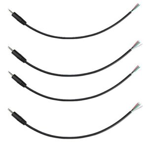 4 Pack Replacement 3.5mm Male Plug to Bare Wire Open End Headset TRRS Cord 4 Pole 1/8" Jack Stereo Audio Cable for Headphone Microphone Repair Cable 3.5mm Plug Connector for Earphone (12in)