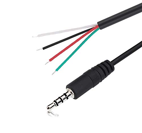 4 Pack Replacement 3.5mm Male Plug to Bare Wire Open End Headset TRRS Cord 4 Pole 1/8" Jack Stereo Audio Cable for Headphone Microphone Repair Cable 3.5mm Plug Connector for Earphone (12in)