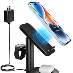 ELEGRP Wireless Charging Station, 3 in 1 Wireless Charger, Charging Dock for iPhone 14/13/12/11/Pro/Max and SE/8 Samsung Phone, iWatch and Airpods/Samsung Headphone (with 18w Adapter) Black