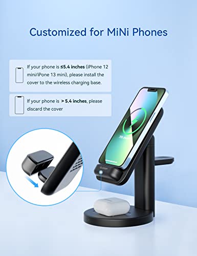 ELEGRP Wireless Charging Station, 3 in 1 Wireless Charger, Charging Dock for iPhone 14/13/12/11/Pro/Max and SE/8 Samsung Phone, iWatch and Airpods/Samsung Headphone (with 18w Adapter) Black