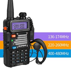 Baofeng x Radioddity UV-5RX3 Tri-band Radio VHF, 1.25M, UHF Amateur Handheld Ham Two Way Radio Walkie Talkie with Earpiece and Programming Cable
