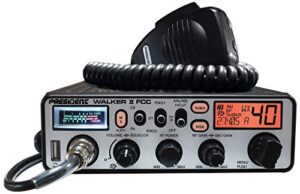 president electronics walker ii fcc am transceiver cb radio, 40 channels am, channel rotary switch, volume adjustment and on/off, manual squelch and asc, multi-functions lcd display