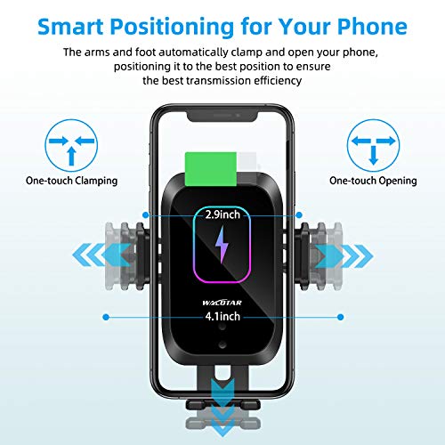 HVDI Cup Phone Holder Wireless Car Charger Mount, 3 Ports 54W Car Charger with 15W Qi Fast Charging Auto-Clamping Wireless Charger Adjustable Gooseneck Mount for iPhone Samsung Galaxy Note LG & More