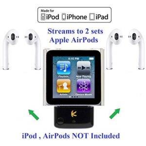 KOKKIA i10_Pro (Black) : Bluetooth Transmitter Splitter with aptX/Low-Latency aptX/FastStream/SBC codecs, Compatible with 30-pin iPod,iPhone,iPad. Compatible with AirPods. Compatible with Bose, etc.