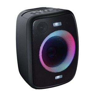 doss bluetooth speaker, partyboom speaker with 60w immersive sound, punchy bass, mixed colors lights, partysync, 12h playtime, mic and guitar inputs, portable speaker for indoor, outdoor party